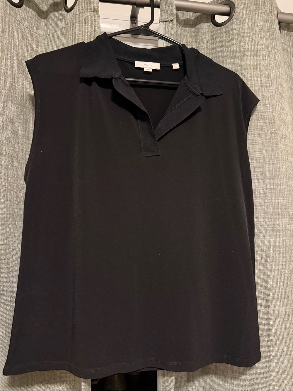 Vince Black Sleeveless Polo Tank Top